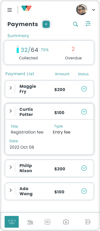 BLISKO mobile app: Payments screen.